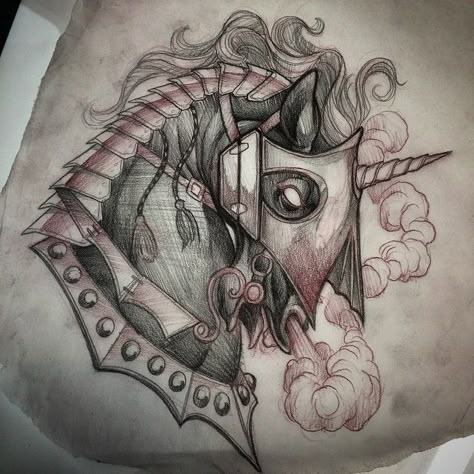 Horse Instagram, Medieval Horse, Horse Tattoo Design, Medieval Tattoo, Knight Tattoo, Unicorn Tattoos, Shark Tattoos, Disney Art Drawings, Arte Punk