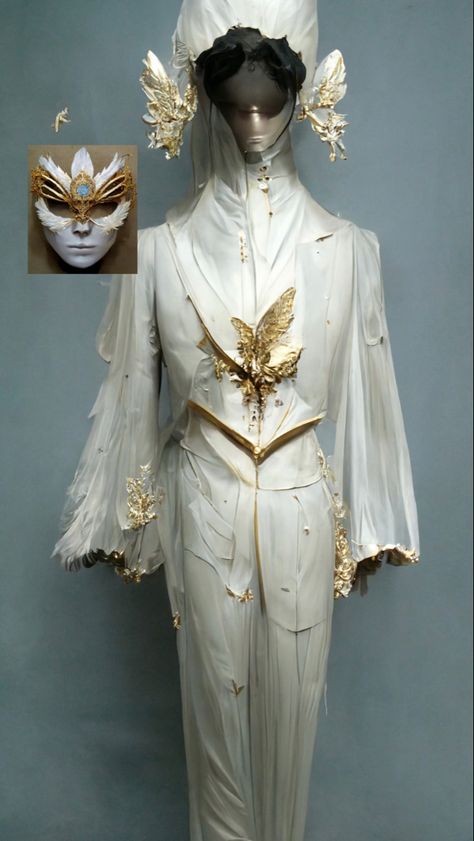 Masquerade Ball Male Outfit, Guardian Outfit Male, Angel Mask Masquerade Ball, Angel Core Outfit Male, Angelic Clothes Male, Angel Inspired Outfits Male, Enchanted Forest Prom Outfit Men, Enchanted Forest Suit, Men’s Masquerade Outfit