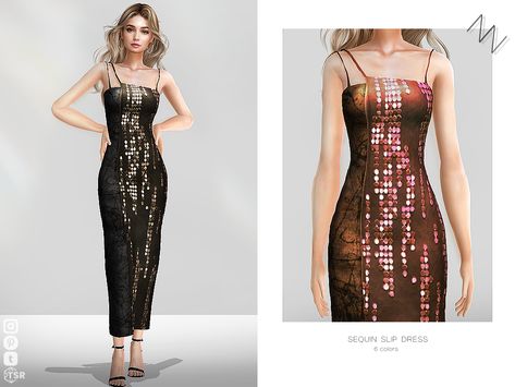 The SIMS 4 custom content can be downloaded at TSR #sims4 #sims4cc #sims4clothes Sequin Slip Dress, The Sims 4 Custom Content, Sims Hair, Sims 1, Sims Community, Fringe Skirt, Knitted Coat, Sims Mods, Sims 4 Cc