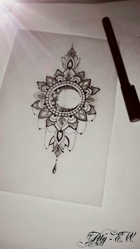 Sun And Moon Mandala Tattoo Design, Mandela Tattoo Sun And Moon, Sun And Moon Elbow Tattoo, Back Of Elbow Tattoos For Women, Ankle Tattoo Mandala, Sun Mandala Tattoo, Mandala Sun Tattoo, Dreamcatcher Mandala Tattoo, Couple Tats