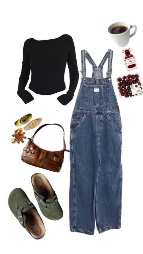 #winteroutfit #overalls #fitcheck Collage Outfits, Cool Outfit Ideas, Outfits Unique, Oufits Casual, Cool Outfit, Fashion Diy, Swaggy Outfits, Midi Skirts, Outfit Inspo Fall