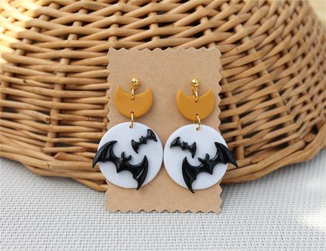 Halloween Clay Earrings, Clay Earrings Halloween, Fimo Halloween, Clay Halloween, Polymer Clay Halloween, Craft Clay, Halloween Clay, Diy Earrings Polymer Clay, Handmade Clay Jewelry