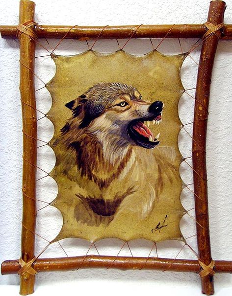 Leather Pictures Art, Wood Burning On Leather Art, Leather Framed Art, Biker Painting Canvas, Canvas Wolf Picture Art, Leather Artist, Fairy House Crafts, Wood Painting Art, Leather Tooling Patterns