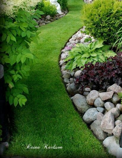 :) Amazing Landscaping, River Rock Garden, River Rock Landscaping, Rock Garden Design, Rock Garden Landscaping, Low Maintenance Garden, Have Inspiration, The Secret Garden, Front Yard Landscaping Design