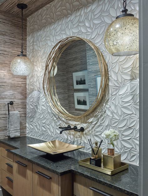 Hilltop Prairie Style - Transitional - Powder Room - Nashville - by Scott Wilson Architect, LLC | Houzz Table Top Wash Basin Ideas In Hall, Table Top Wash Basin Ideas In Living Room, Wash Basin Ideas In Hall, Dining Hall Wash Basin Design, Tiles Design For Hall, Unique Bathroom Mirrors, Modern Pedestal Sink, Rustic Bathroom Mirrors, Decorative Bathroom Mirrors