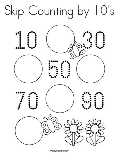 Skip Counting by 10's Coloring Page - Twisty Noodle Skip Counting By 10s Kindergarten, Skip Counting By 10's Worksheet, Skip Counting By 10's Activities, Counting By 10s Kindergarten, Counting By Tens Worksheet, Counting By 10s Worksheet, Counting In 10s, Skip Counting By 10, Skip Counting By 10s