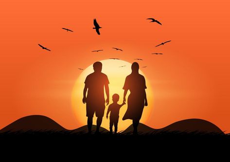 father mother and son with sunset and mountain on the background vector illustration New Me Aesthetic, Pc Desktop Wallpaper, Biodata Format, Me Aesthetic, Mother Pictures, Mother And Son, The Father, My Photo Gallery, New Me