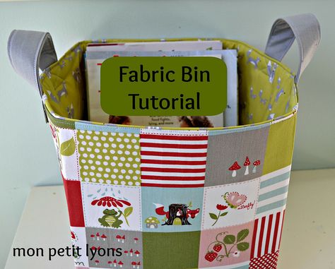 Fabric Bin by courtiepie, via Flickr Fabric Bin, April Crafts, Charm Squares, Sew Bags, Cube Storage Bins, Charm Quilt, Quilt Storage, Fun Crafts To Do, Fabric Storage Bins