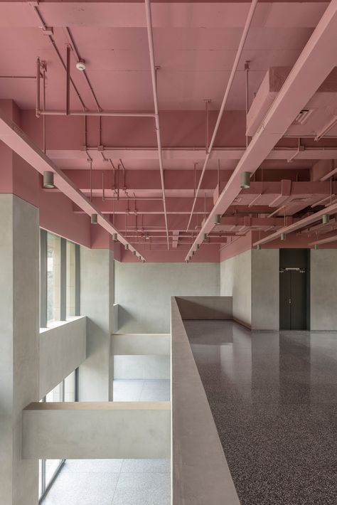 Aim Architecture, Exposed Ceiling, Design Color Trends, Exposed Ceilings, Commercial And Office Architecture, Open Ceiling, Colour Architecture, Concrete Ceiling, Office Architecture