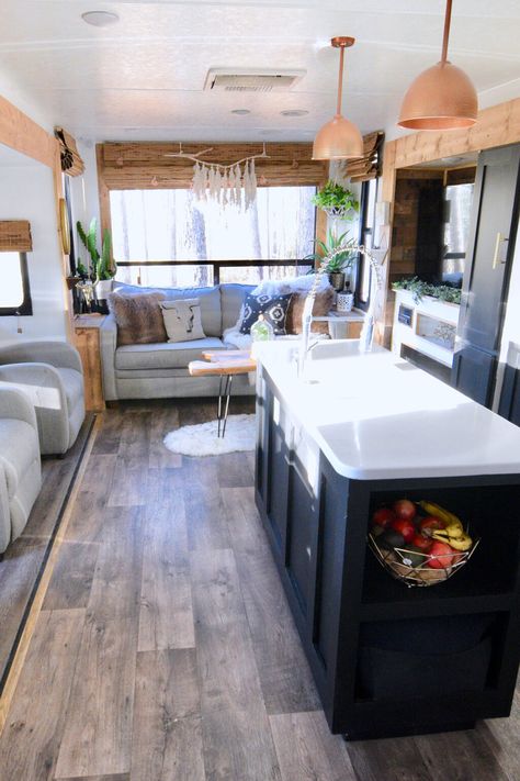 A 2018 Forest River Wildwood gets a Southwestern Makeover Rv Interior Remodel, Travel Trailer Remodel, Rv Renovations, Camper Makeover, Rv Decor, Rv Interior, Trailer Remodel, Rv Remodel, Shelves In Bedroom