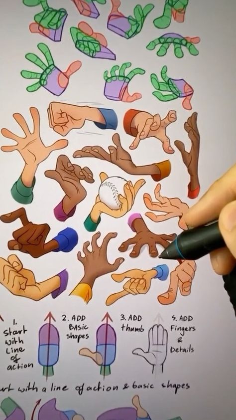 Stylized Hands Drawing, Comics Hands, Disney Hands, Pixar Character Design, Mitch Leeuwe, Cartoon Hands, Hands Tutorial, Cartoon Body, Pixar Characters