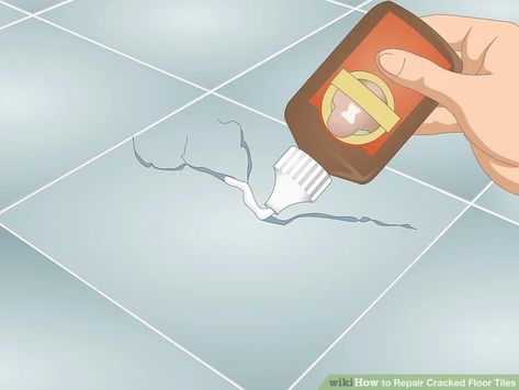 3 Ways to Repair Cracked Floor Tiles - wikiHow Counter Tiles, Cracked Tile Repair, Grout Repair, Tile Steps, Tile Repair, Creative Tile, The Family Handyman, Ceramic Floor Tile, Shower Floor Tile