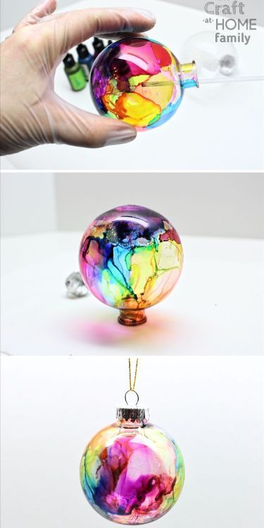 Looking for a fun DIY project for your Christmas tree? Try making these gorgeous watercolor Christmas ornaments using alcohol ink! Turn your fillable glass or plastic balls into homemade Christmas ornaments that you can keep, give or sell. This easy craft is perfect for teenagers and adults. Find out how to make DIY alcohol ink ornaments by following our easy step-by-step tutorial, and use them to enhance your Christmas decor with your own handmade alcohol ink artwork. What a great project idea! Alcohol Ink Ornaments, Ink Ornaments, Ball Ornaments Diy, Diy Christmas Crafts To Sell, Christmas Ball Ornaments Diy, Christmas Ornaments Ideas, Alcohol Ink Glass, Christmas Ornaments Easy, Alcohol Ink Projects