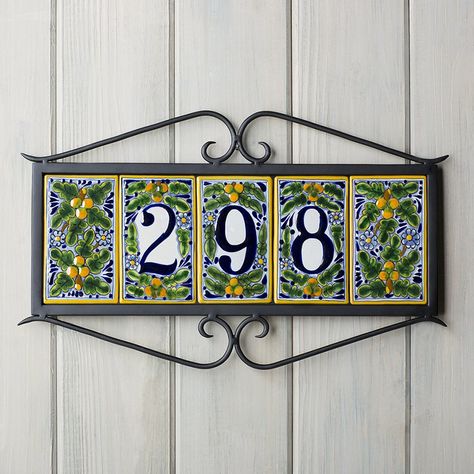 Talavera House, House Number Tiles, Hand Made Tiles, Tile House Numbers, Mexican House, Ceramic House Numbers, Number Tiles, Mexican Tiles, Mexican Ceramics