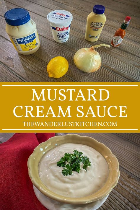 Reinvent your favorite dishes with a dollop of our Mustard Cream Sauce - a creamy, flavorful game-changer for meats, veggies, crab cakes, and beyond! Sauce For Meat, Dijon Mustard Sauce, Mustard Cream Sauce, Daisy Sour Cream, Cream Sauce Recipe, Creamy Mustard Sauce, Cream Sauce Recipes, Roast Beef Sandwiches, Crab Cake