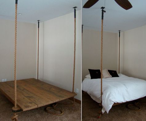 Make your night sleep feel like your on cloud nine Hanging Bed Diy, Suspended Bed, Hanging Beds, Hanging Furniture, Hanging Bed, Dekorasi Kamar Tidur, Bed Swing, Diy Hanging, Room Inspiration Bedroom