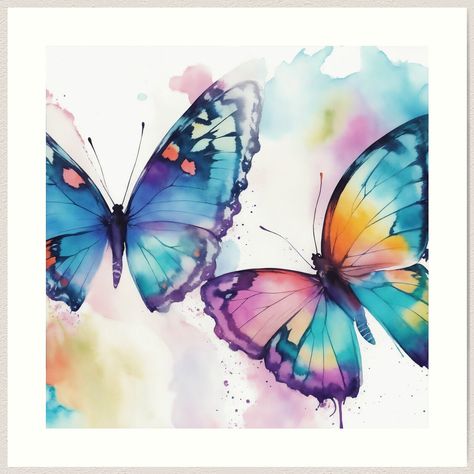 Lightly textured 100% cotton paper. Gallery quality vibrant prints with white border for easy framing. Multiple standard sizes offered. Additional sizes are available. Abstract watercolor butterflies flutter across the canvas, their delicate wings blending vibrant hues in a dance of fluid artistry. Watercolor Butterflies, Butterfly Art Print, Butterflies Art, Butterfly Watercolor, Butterfly Art, Abstract Watercolor, Vibrant Prints, Wall Art Designs, Cotton Paper