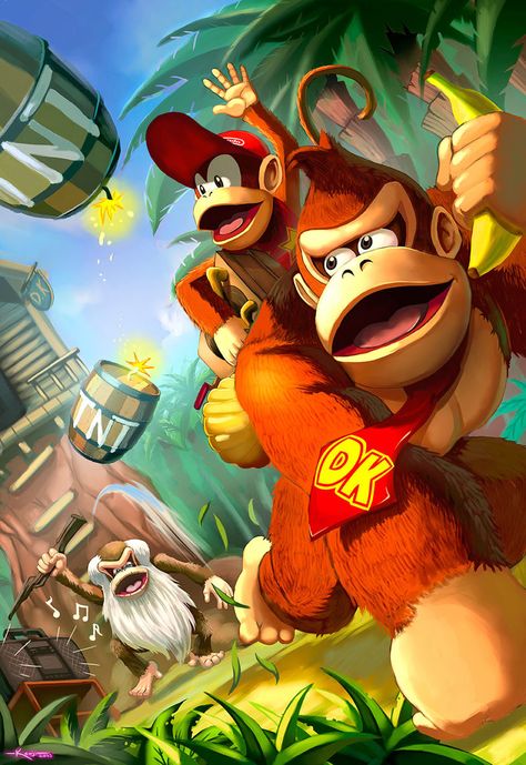 'Donkey Kong Country' by Alejandro Catalan Kong Wallpaper, Don King, Diddy Kong, Donkey Kong Country, Nintendo Characters, Super Mario Art, Nintendo Art, Mario Art, Wallpaper Android