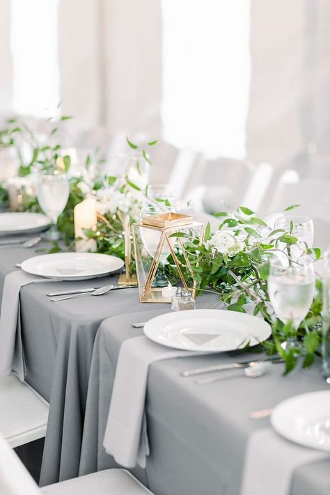 Silver Wedding Reception, Grey Wedding Decor, Rustic Decor Ideas, Modern Rustic Wedding, Silver Wedding Decorations, Painted Wedding Cake, Fredericksburg Virginia, Rustic Modern Wedding, Wedding Tablecloths