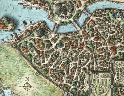 Fictional Maps, Fantasy City Map, Village Map, Imaginary Maps, Fantasy World Map, Tabletop Rpg Maps, Fantasy Maps, Dnd Maps, Rpg Maps