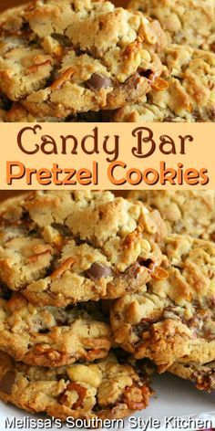 Candy Bar Pretzel Cookies, Cookies Pretzel, Loaded Cookies, Dessert Squares, Bbq Desserts, Pretzel Cookies, What Is For Dinner, 2024 Recipes, Baking 101