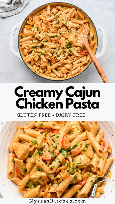 Chicken Pasta Gluten Free, Gluten Free Dairy Free Recipes Dinner, Gluten Free Dairy Free Dinner, Pasta Gluten Free, Creamy Cajun Chicken Pasta, Creamy Cajun Chicken, Dairy Free Cooking, Dairy Free Recipes Dinner, Cookies Gluten Free