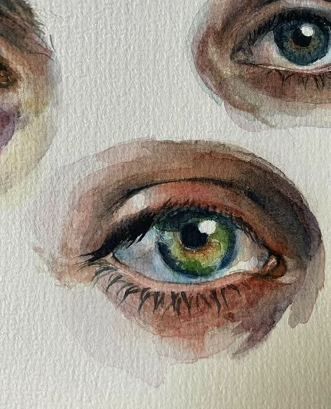 Realistic Eye Watercolor Painting, Watercolor Art Eyes, Realistic Eye Painting, Watercolor Eye Painting, Watercolour Eye, Watercolour Eyes, Eyes Watercolor, Watercolor Basics, Painting Eyes