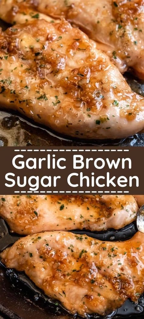 Savor the perfect blend of savory and sweet with our Garlic Brown Sugar Chicken recipe. Succulent chicken thighs are coated in a rich garlic brown sugar glaze, creating a mouthwatering dish that's sure to become a family favorite. Ready to elevate your dinner game? Click to discover the full recipe, and be sure to follow us for more culinary inspiration that will leave your taste buds wanting more! Baked Chicken Glaze Recipes, Tbone Steak Crockpot Recipes, Chicken Oven Recipes, Teen Recipes, Sweet Chicken Recipes, Sauce For Baked Chicken, Garlic Chicken Breast Recipes, Garlic Brown Sugar Chicken, Baked Chicken Breasts