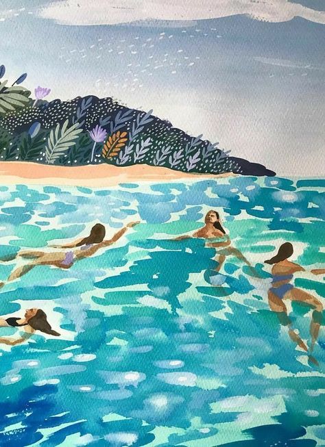 Ohkii Studio, Angela Mckay, 수채화 그림, Watercolor Inspiration, Pics Art, Beach Art, Painting Inspiration, Artist Inspiration, Painting & Drawing