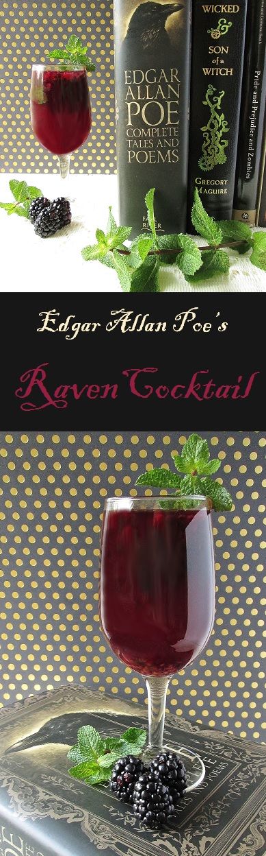 This Halloween "The Raven" cocktail, inspired by Edgar Allan Poe, features pomegranate, blackberry, mint, and white rum! Raven Cocktail, Easy Mixed Drinks, Alison Wonderland, Reflux Diet, Allen Poe, Edgar Allen Poe, Boozy Drinks, Halloween Cocktails, Fancy Drinks