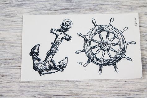 Temporary anchor Tattoo by minimaljewellry on Etsy Rudder Tattoo, Makeup Waterproof, Anchor Tattoo, Temporary Tattoo Stickers, Tattoo Stickers, Compass Tattoo, Temporary Tattoos, Temporary Tattoo, Body Art