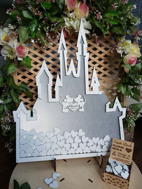 Golden Castle, Wedding Drop Box Guest Book, Wonderland Wedding Theme, Unique Wedding Signs, Snow Travel, Cold Christmas, Drop Box Guest Book, Baby Guest Book, Disney Inspired Wedding