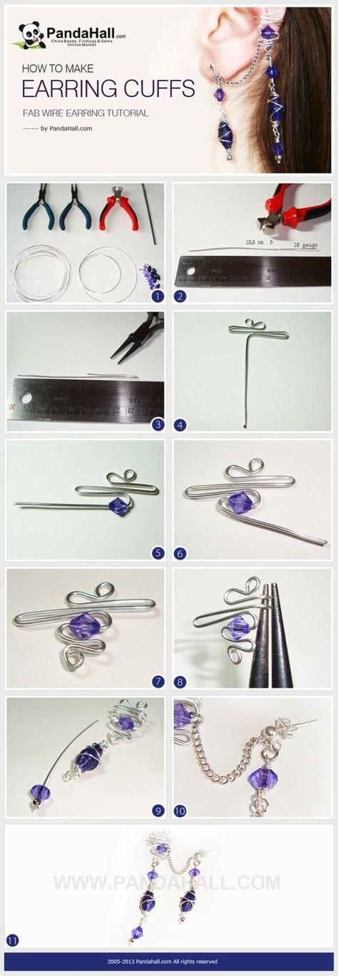 Ear Cuff Tutorial, Ear Cuff Diy, Earring Cuffs, Diy Wire Earrings, Ear Cuff Jewelry, Wire Earring, Bijoux Fil Aluminium, Wire Jewelry Designs, Cuff Jewelry