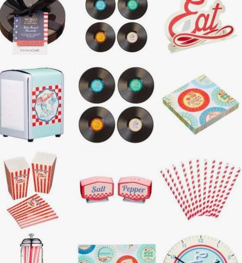 Diner Party Ideas, 50s Diner Party, Ideas For Kitchen Decor, Retro American Diner, Diner Aesthetic, 1950s Diner, Diner Party, 50s Diner, Diner Decor