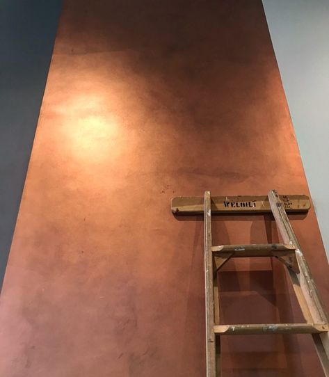 Liquid Copper Wall . . ~ contains actual copper filings to ensure a beautiful true copper finish . . . . . . #porterspaints… | Instagram Copper Walls Living Room, Copper Paint Walls, Alcove Fireplace, Copper Wall Paint, Setting Plaster Bedroom, Copper Paint Colors, Plaster Bedroom, Porters Paints, Column Cladding