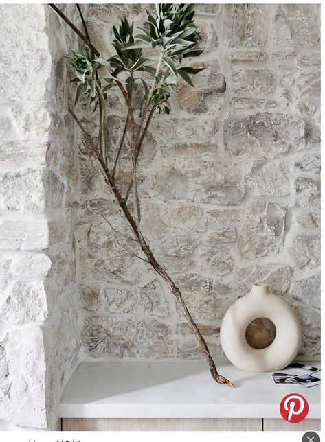 Lime Wash Concrete Wall, Limewash Stone Interior, White Wash Brick Interior Wall, Limewash Stone Wall, White Wash Stone Wall, Rock Interior Wall, Leanne Ford Style, Accent Stone Wall, Overgrouted Stone