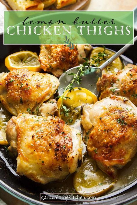 Lemon Butter Chicken Thighs, Pan Fried Chicken Thighs, Pan Seared Chicken Thighs, Lemon Chicken Thighs, Baked Lemon Chicken, Honey Roasted Carrots, Lemon Butter Chicken, Pan Seared Chicken, Lemon Butter Sauce