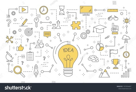 Brainstorming Illustration, Brainstorming Ideas Creative, Innovation Ideas, Linkedin Banner, Education Icon, Office Wallpaper, Line Vector, Office Branding, Sketch Notes