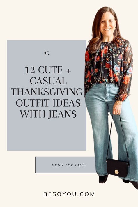 Thanksgiving Jeans Outfit, Holiday Outfits With Jeans, Womens Thanksgiving Outfit Ideas, Thanksgiving Outfit Jeans, Thanksgiving Casual Outfit Women, Casual Thanksgiving Outfit, Casual Thanksgiving Outfits Women, December Outfits Casual, Jeans Thanksgiving Outfit