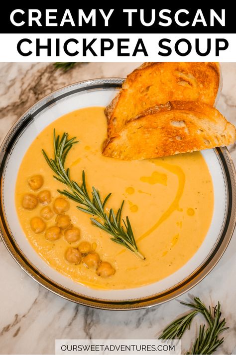 High Protein Creamy Soup, Vegan Chickpea Soup, Instant Pot Chickpea Soup, Creamy Tuscan Chickpea Soup, Tuscan Chickpea Soup, Tuscan Chickpeas, Creamy Tahini Chickpea Soup, Creamy Chickpea Soup, Greek Chickpea Soup