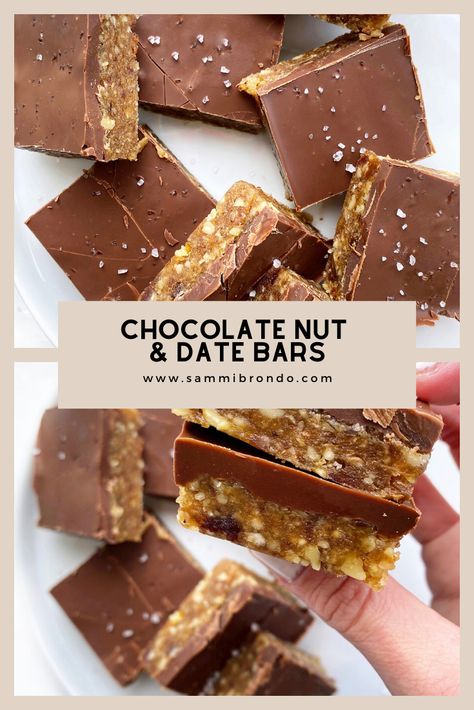 Fruit And Nut Bars Homemade, Dates Pecans Chocolate, Candy Made With Dates, Homemade Date Bars, Dates And Chocolate, Date Snack Recipes, Date And Chocolate Recipes, Date Candy Bars, Protein Bars With Dates