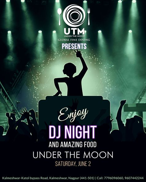 "SATURDAY DJ NIGHT"  Close your eyes forget everything and go insane and enjoy the DJ Night and Amazing Food @UTM on Saturday, June 2nd.  #UTM #UndertheMoon #DJnight #mixing #Bass #Beatmixer #Musicstudio #Studiolife #Musicproduction #Dubstep Dj Night Poster, Dj Night, Monkey Bar, Bar Night, Arabian Night, Airplane Window, Under The Moon, Squid Game, Editing Background