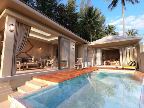 Small Villa With Pool, Pool Villa Design, Small Rest House Design, Phuket Villa, Maldives Trip, Spa Garden, Pools Design, Balinese Villa, Resort Design Plan