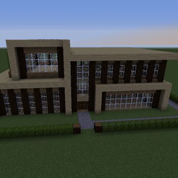 Minecraft Flat World, Minecraft Flat World Ideas, Modern Private House, Minecraft Cities, Minecraft Modern Mansion, Minecraft Roof, World Ideas, Flat World, Minecraft Modern