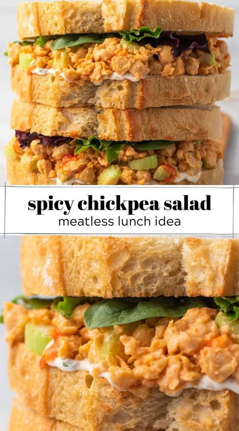 Buffalo Chickpea Salad Sandwich, Vegan Chickpea Sandwich Recipes, Buffalo Chickpea Sandwich, Vegetarian Sandwich Spreads, Chickpea Mash Sandwich, Spicy Chickpea Recipes, Chickpea Sandwich Filling, Spicy Chickpea Salad, Smashed Chickpea Sandwich