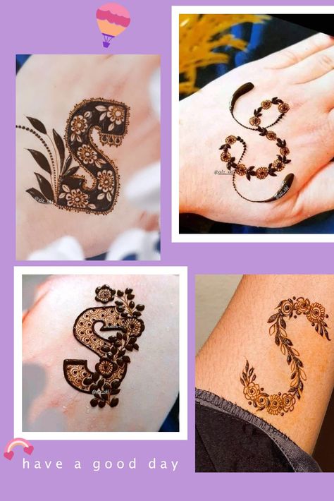 Hidden Letter In Mehendi, S Alphabet Mehndi Design, S Mehndi Design Letter, Alphabet Henna Design, Husband Name Mehndi Designs, S Letter Mehndi Design, S Letter Mehndi, S Letters, Legs Mehndi