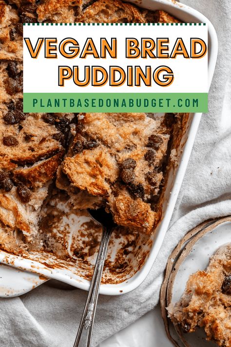 Vegan Bread Pudding Bread Pudding Dairy Free, Vegan Bread Pudding Recipes, Bread Pudding Vegan, Vegan Bread Pudding Easy, Eggless Bread Pudding Recipe, Tofu Pudding Vegan, Raspberry Bread Pudding, Vegan Bread Pudding, Berry Bread Pudding