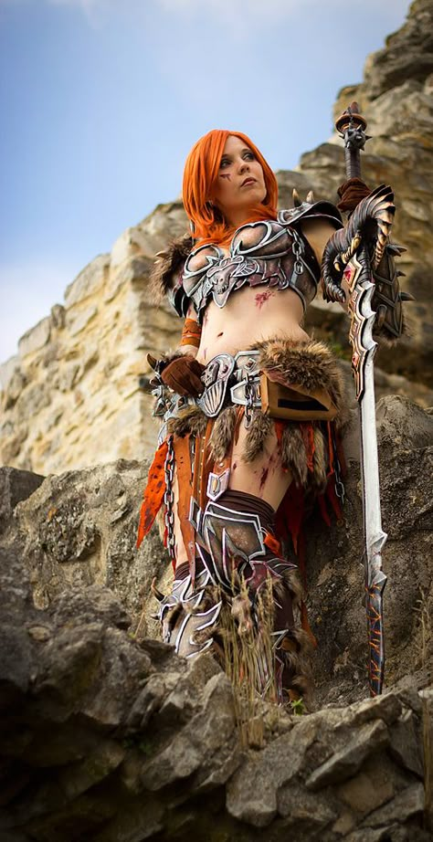 Diablo3_Barbarian_Cosplay_Kamui_02 Diablo Barbarian, Barbarian Diablo, Female Barbarian, Kamui Cosplay, Larp Costumes, Best Pictures Ever, Cosplay Inspiration, Heroic Fantasy, Celtic Woman