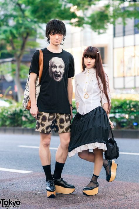 Rocking Horse Shoes, Vivienne Westwood Japan, Couple Ootd, Japanese Couple, Asian Streetwear, Harajuku Tokyo, Harajuku Fashion Street, Devil Horns, Streetwear Styles