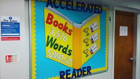 Y6 Classroom, Accelerated Reader Board, Accelerated Reader Display, Primary Classroom Displays, Ar Reading, English Display, 40 Book Challenge, Ar Ideas, Reading Counts